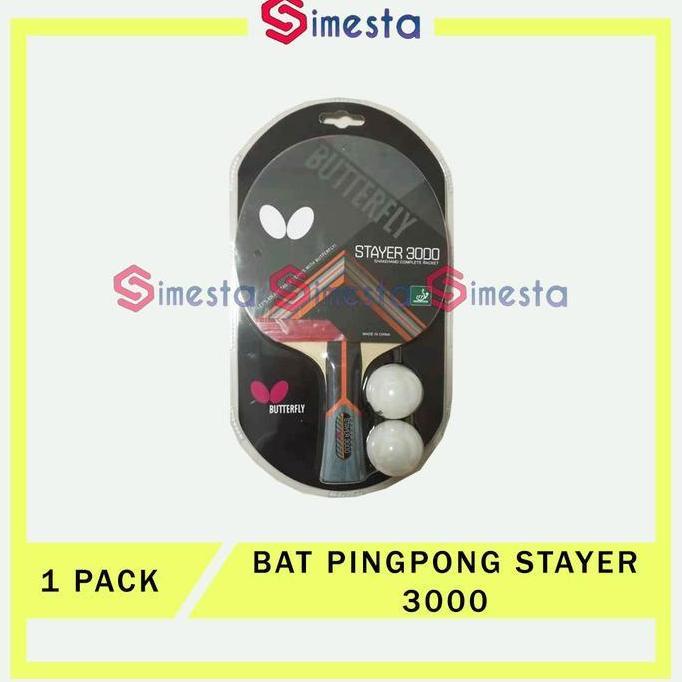Bat Pingpong Butterfly Stayer 3000 Bat Tenis Meja + 2 bola [terbaik]