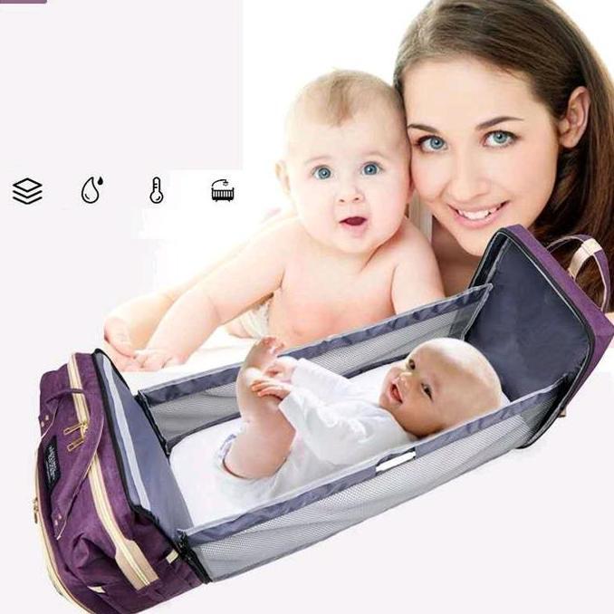Tas Ransel Diaper Bayi Tas Kasur Travel diaper bag Perlengkapan Bayi Multifungsi 2in1 Kasur Tidur Ra