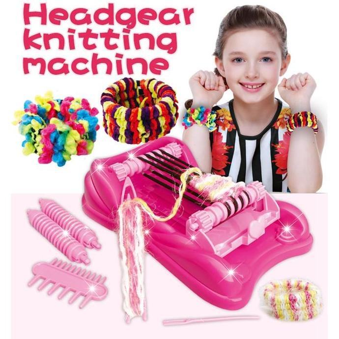 Mesin Tenun Rajut Knitting Ikat Rambut Bandana Mainan Anak Perempuan DIY Merajut Benang Wool Knittin