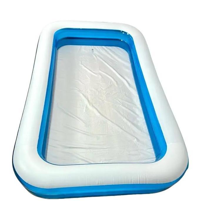 Jual aquatic kolam renang anak jumbo kotak polos biru 305 cm 2 ring - kolam renang keluarga jumbo Pl