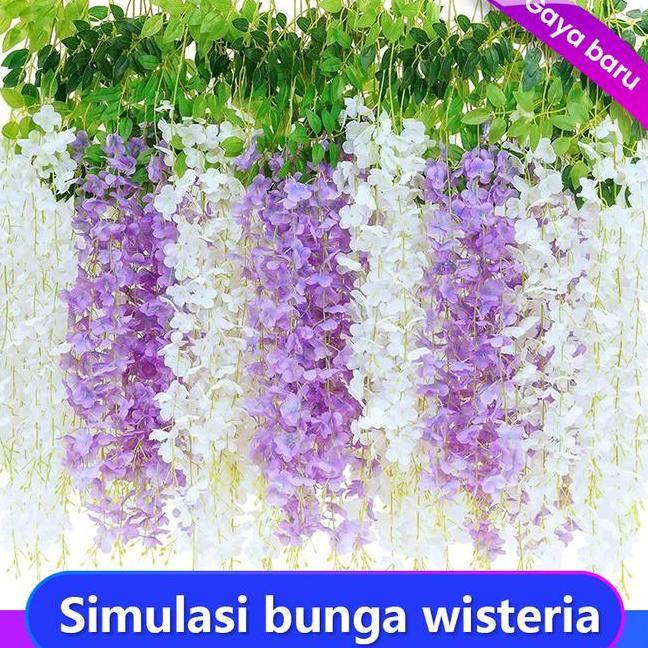 Bunga Hias Wisteria Ornamen Flower Bunga Plastik Buatan Hias Dekorasi Bunga Gantung Hias Indoor Plas