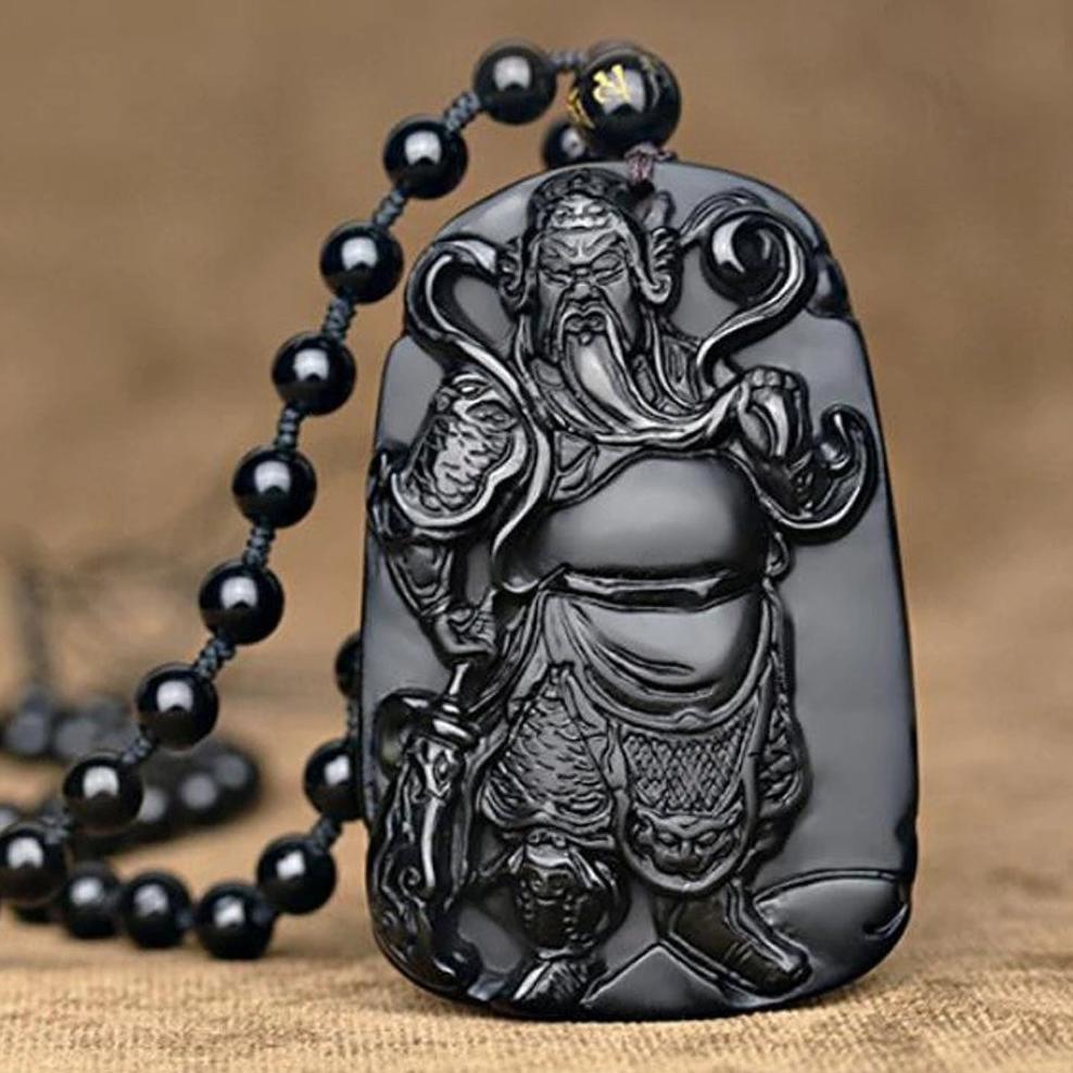 Kalung Kwan Kong Kuan Yu Guan Yu / Kalung KwanKong Batu Obsidian Hitam / Kalung Dewa Kwan Te Ya Kong