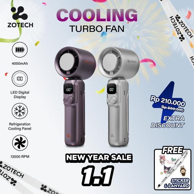 barkoli_sell - zotech zt-31 cooling turbo fan kipas kecepatan tinggi portabel 4mah led display 13 rp