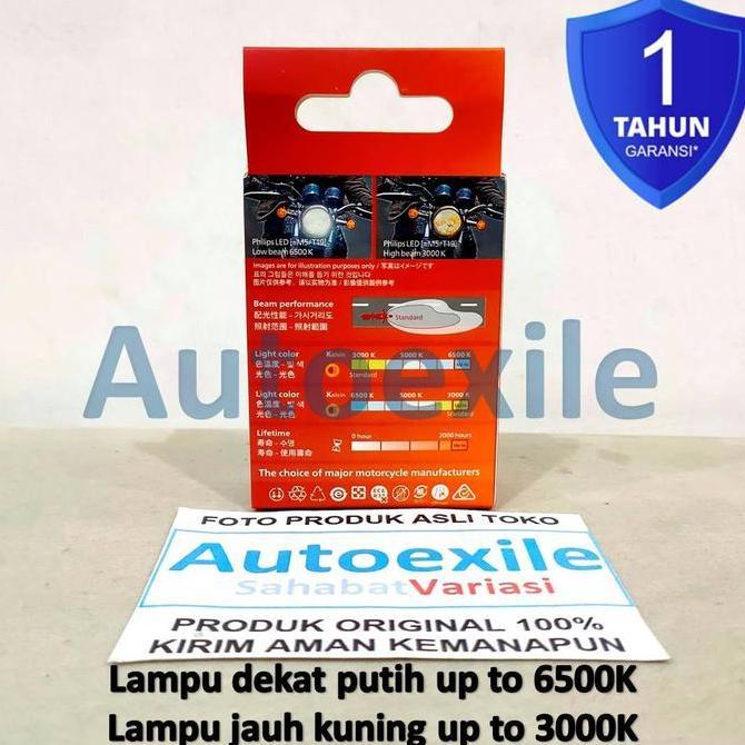 Philips Ultinon Moto Rally LED HL M5 T19 H6 Kaki1 Dual CCT 2 Warna 6500K Putih 3000K Kuning AC DC La