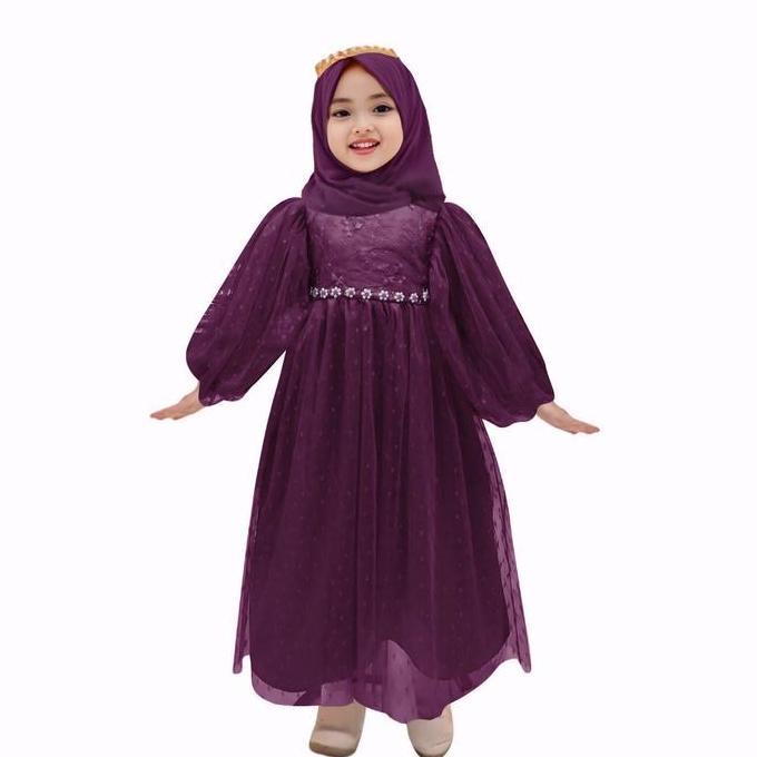 gamis anak perempuan Ellisa 2-11Tahun / gamis anak perempuan model baru 2024 / gamis lebaran 2024 an