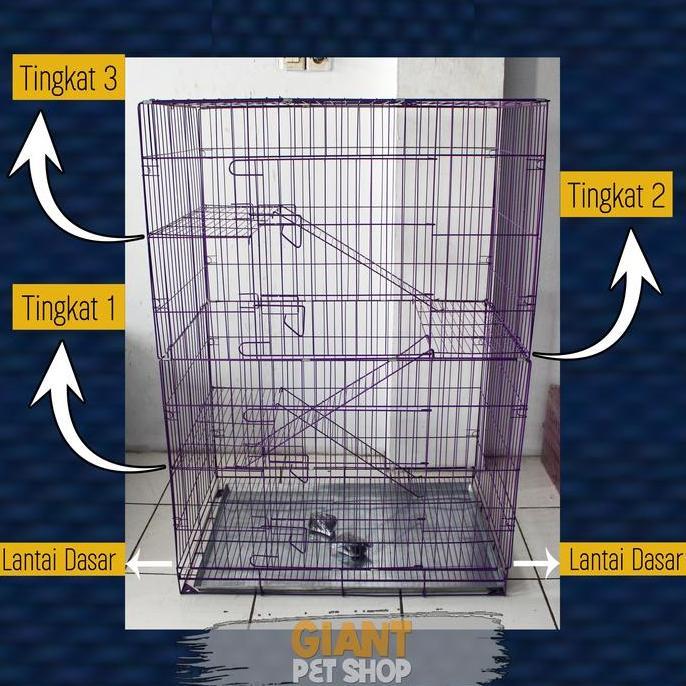 KANDANG Kucing Jumbo XXL 90 Tingkat 3 | Kandang Besi Hewan Uk Jumbo