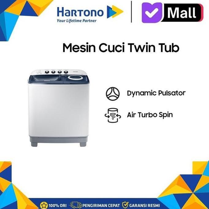 Terlaris Samsung Mesin Cuci 2 Tabung Wt12J4200Mb Twin Tub 12Kg Dynamic Pulsator Air Turbo & Rust Fre