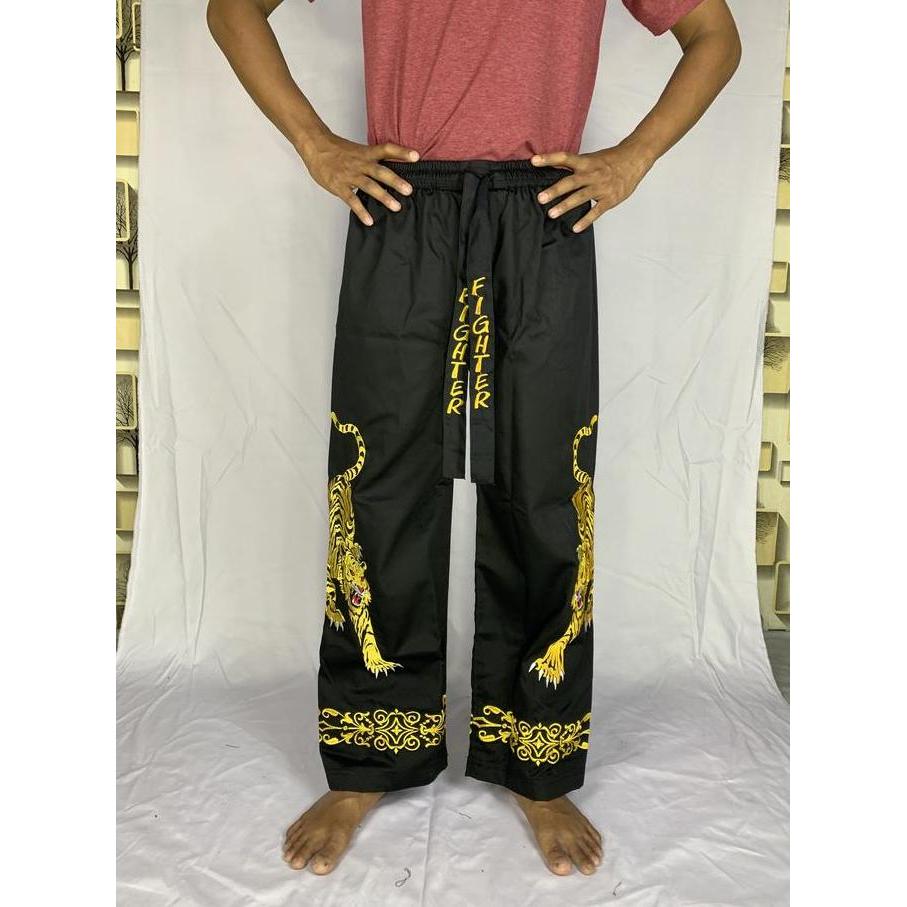 Celana Silat C53 Komprang Hitam Pangsi Tebal Murah Bordir Macan (TERBAIK) (TERBARU) (TERMURAH)