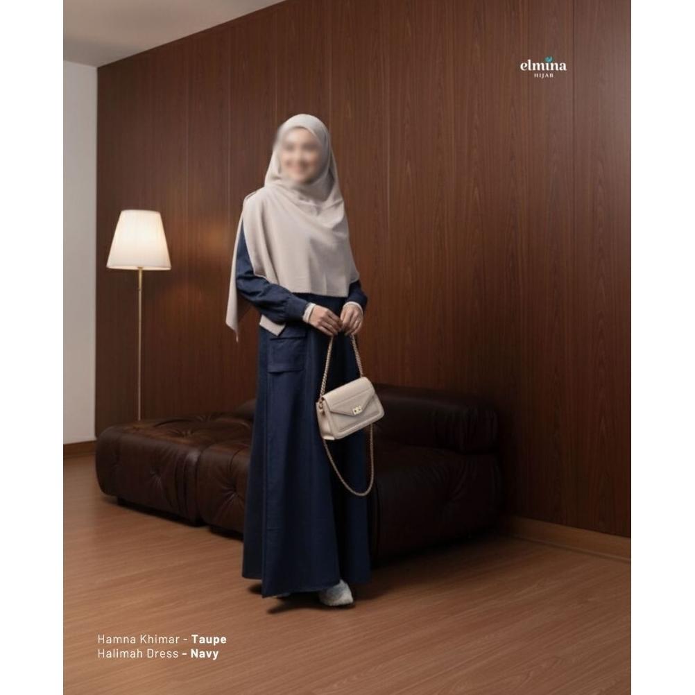 ELMINA HALIMAH DRESS GAMIS POLOS REMAJA DEWASA SIMPLE ELEGAN BUSUI SYARI ADEM KAIN CORDUROY SIZE JUM