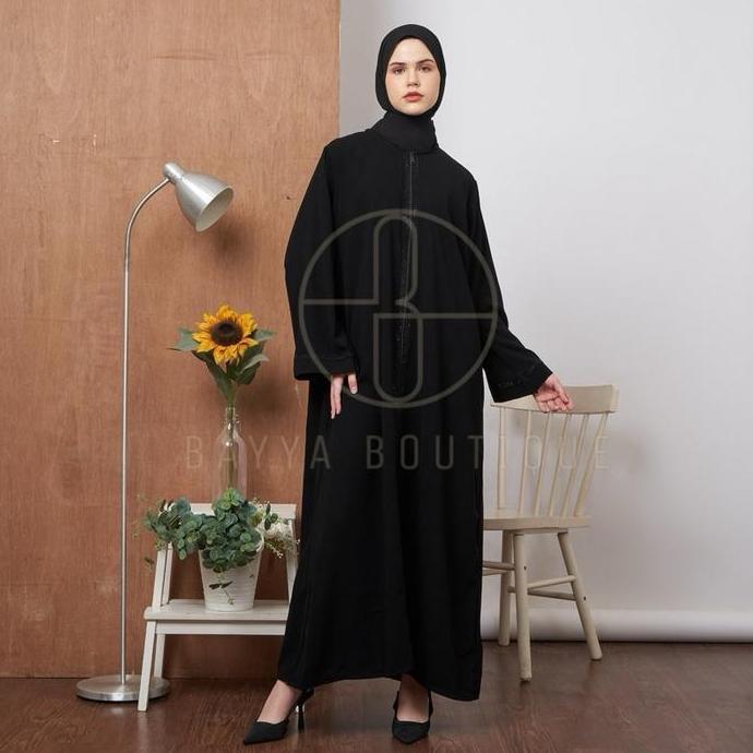 Grosir Abaya Saudi Premium Zipper Black Gamis Dubai Wanita Dress Pesta Abaya Mewah Dress Mewah Abaya