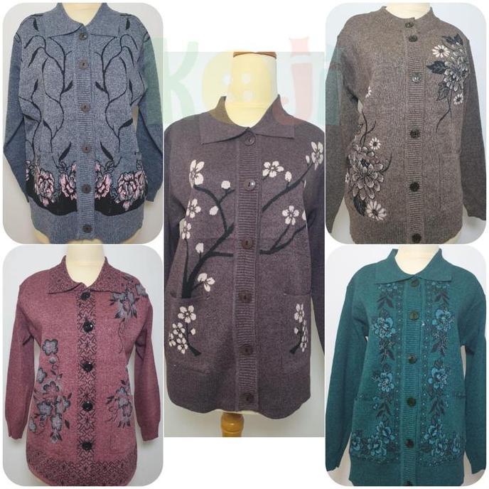 Murah Sweater/Mantel Rajut Ibu-Ibu Premium Koji - Kerah/Oblong