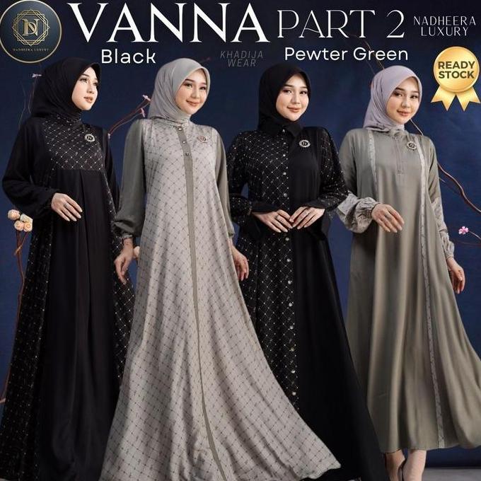 Grosir [Bisa Cod] Vanna Dress Midi 1 3 Black Nadheera Luxury Rayon Premium Terbaru Vana Gamis Nadher
