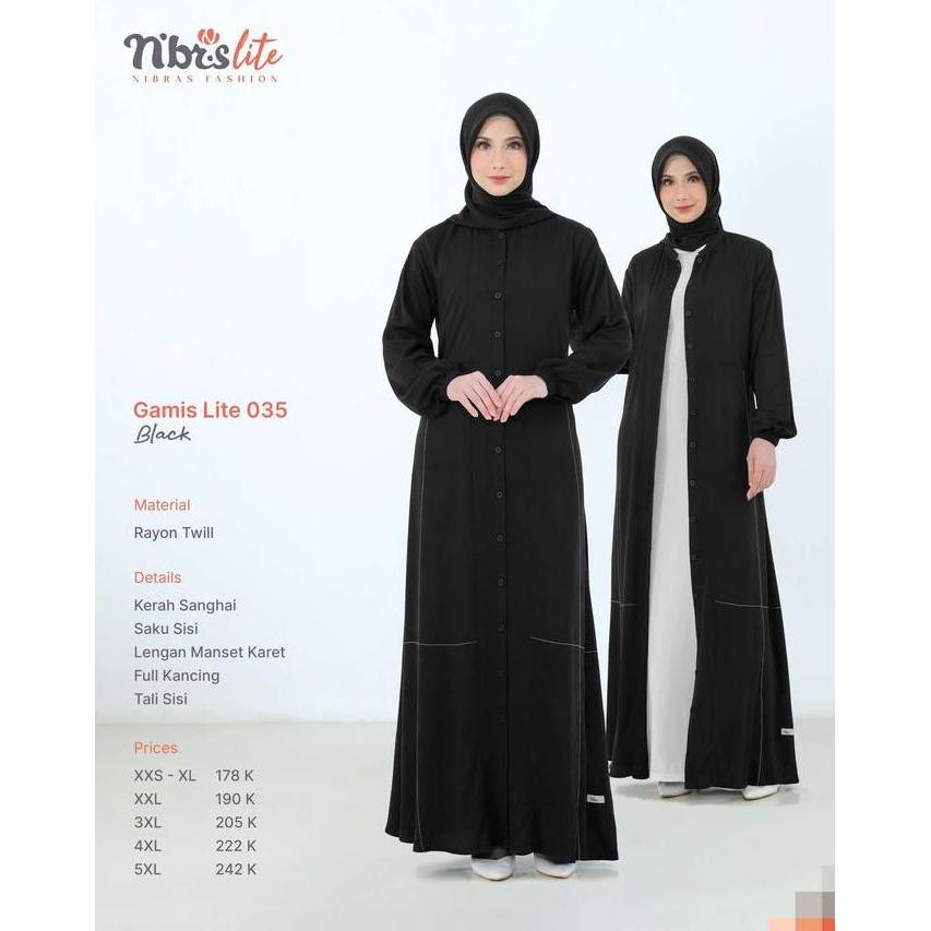 Grosir Nibras Gamis Lite 035 Bahan Rayon Twill Busui Friendly