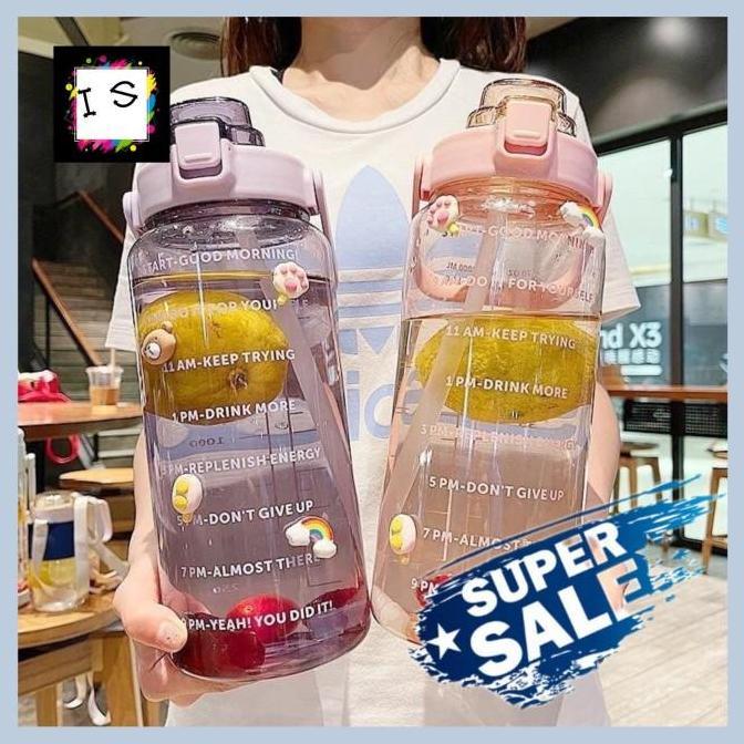 Thebest- Botol Minum VIRAL 2 L BENING / Botol Transparan Free Sticker 3D&2D