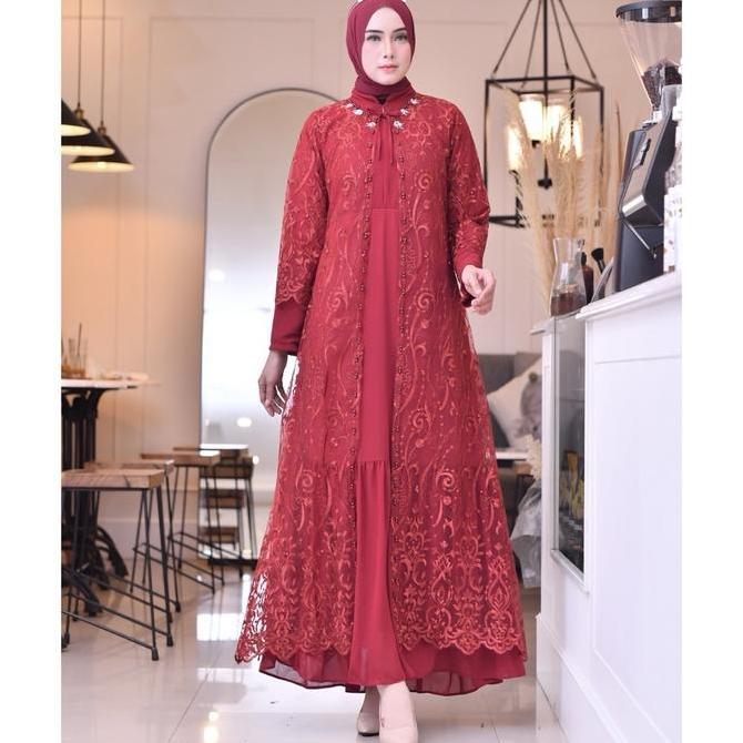 Murah Gamis Kebaya Aruna / Kebaya Gamis Pesta / Gamis Tulle Bordir / Gamis Outer Modern / Gamis Keba