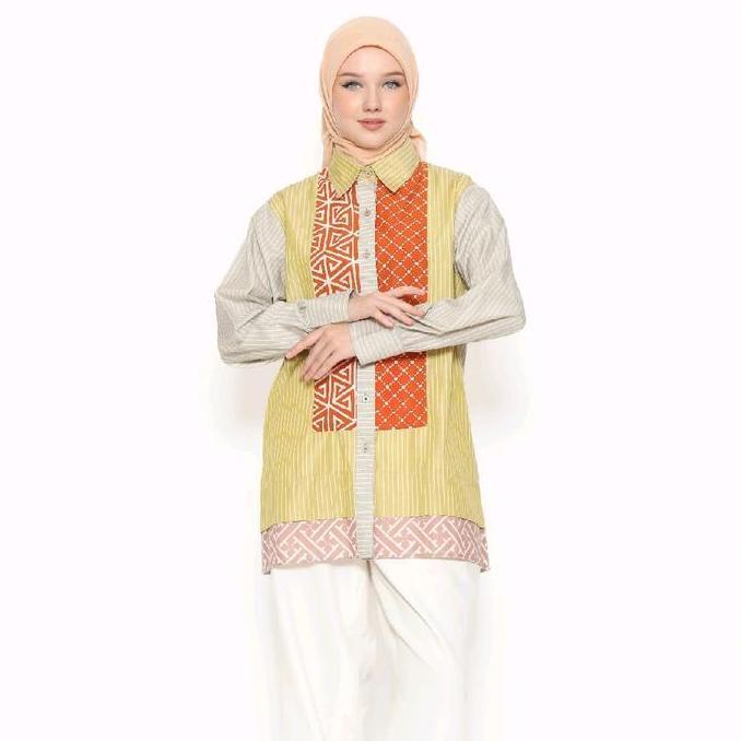 Sale Saiara Aliva Kemeja Batik Kombinasi Katun Toyobo