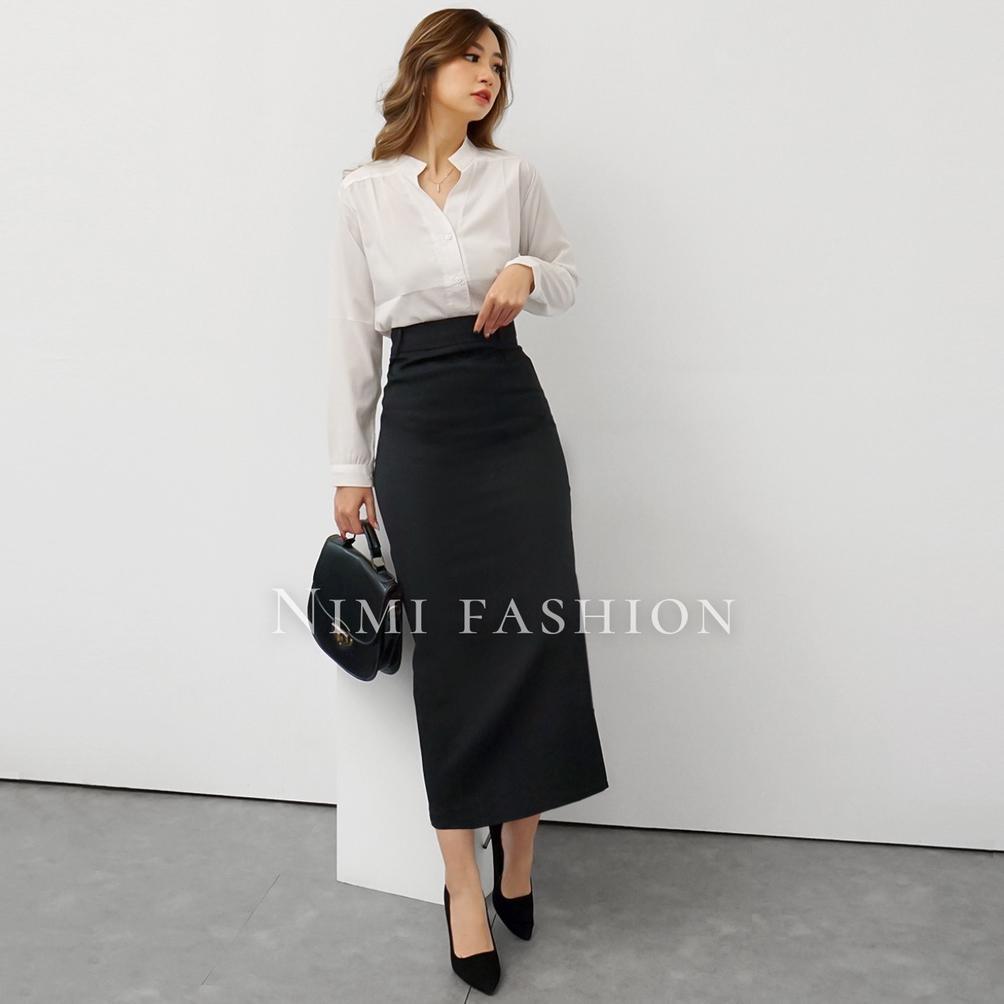 HOT ITEM NIMI - Rok A Line Rok Kerja Wanita Panjang Rok Span A Formal Kantor Wanita