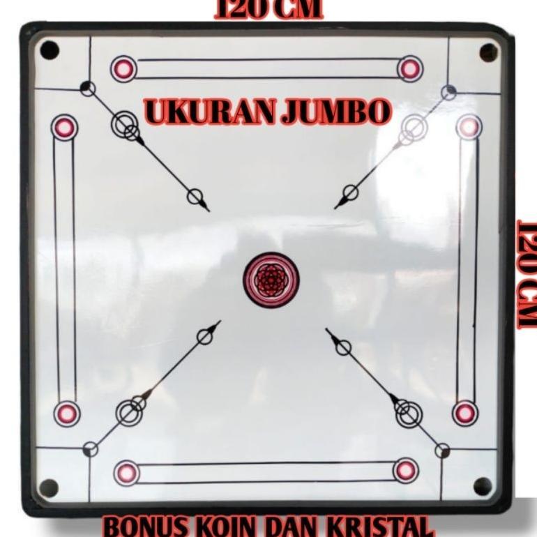 MEJA KARAMBOL/PAPAN KARAMBOL JUMBO 120 X 120 CM BONUS KOIN DAN KRISTAL ( TERMURAH )