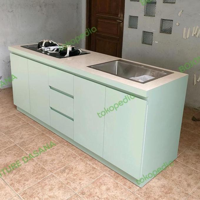 promo besar besaran promo besar besaran kitchen set bawah minimalis dapur + kompor tanam + sink wast