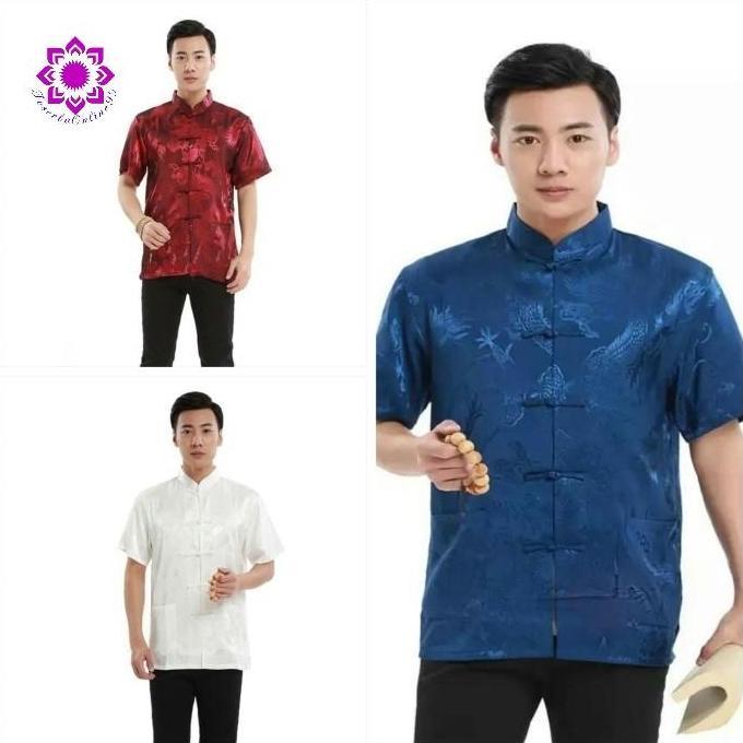 PROMO.... Cheongsam Lengan Pendek Pria Merah Maroon.