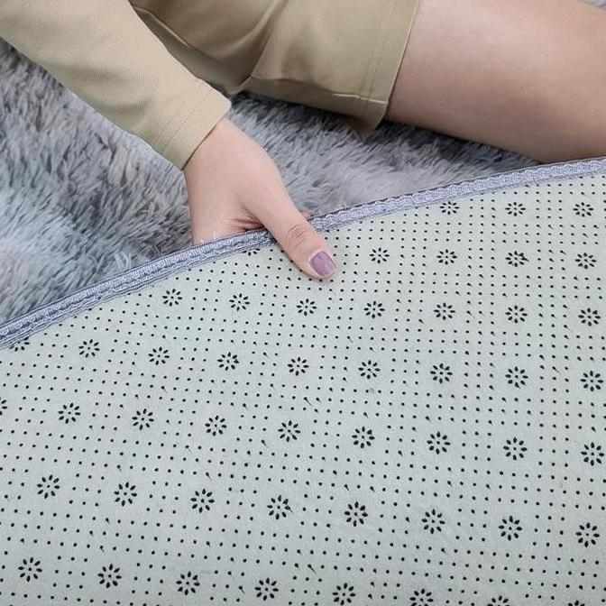 Grandfather- Karpet Bulu Bulat Motif & Ombre Diamater 100Cm/Karpet Bulu Lantai Bulat Ambal Busa