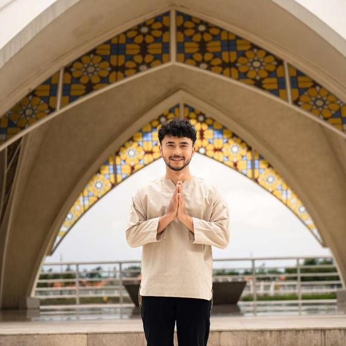 Turki Kemeja Koko Linen V-neck Lengan 7/8 BYBLANK Kemeja Koko Soft Cotton Linen Pria