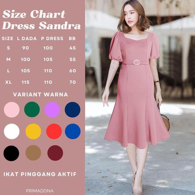 Tahan Lama  Gaun Midi Bodycon Scuba Ikat Pinggang Sandra Dewi Mewah Cantik Anggun Korea - Hitam - Wa