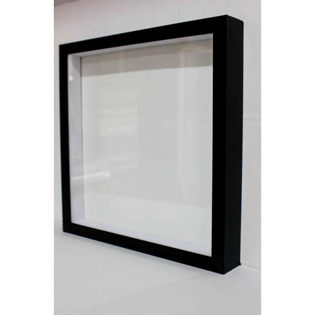 Bingkai Frame Blok 3D Rongga 5cm 30x30 CM/Hitam/Kaca