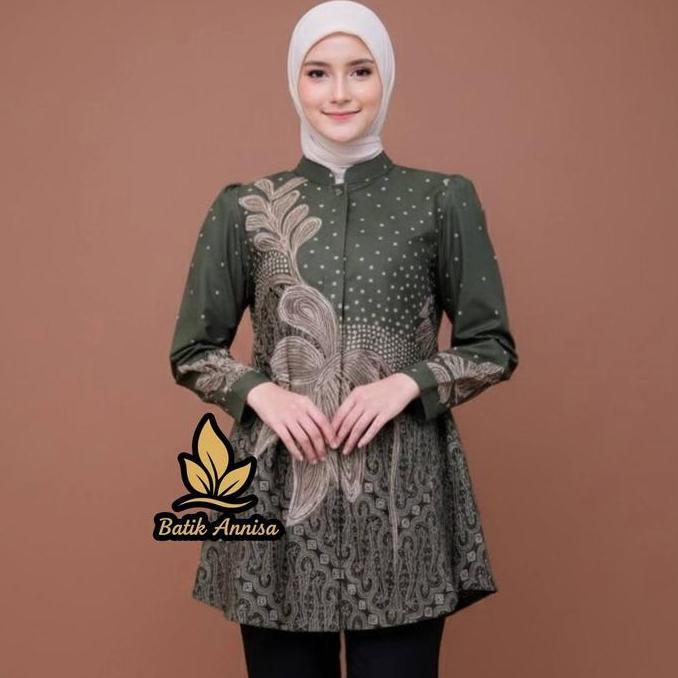 (BEST SELLER) Batik Wanita Modern Blouse Batik Wanita Atasan Batik Kerja Wanita Baju Batik Wanita Ka