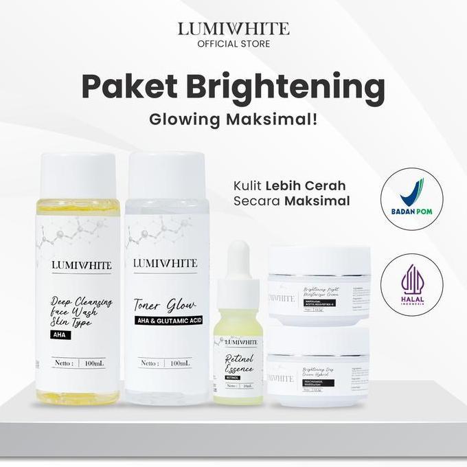 Bytoi- Lumiwhite - Paket Brightening Lengkap - Toner-Facialwash-Serum-Daycream-Nightcream(Free 1 Nig