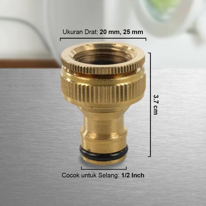 Clapix- Tap Adaptor Quick Konektor 1/2 & 3/4 Inch Nepel Sambungan Keran Air Ke Selang Inlet Mesin Cu