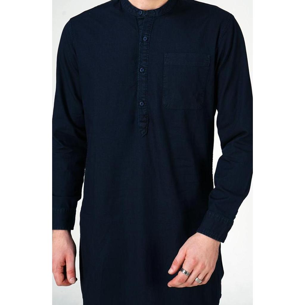 Murah Bombboogie Kemeja Pria Long Pragma Dark Blue Koko Regular 24650B2Dl