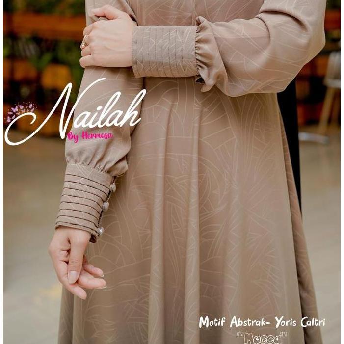 Murah [Gamis Hermosa] Gamis Embos Hermosa Motif Abstrak Bahan Yoris Caltri Semua Warna (Hitam, Navy,