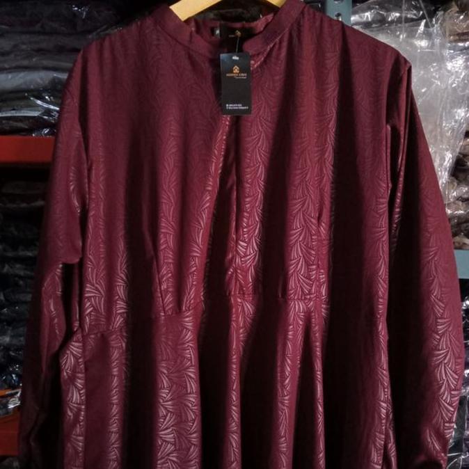 Promo Gamis Embos Motif Kipas Warna Marun/Gamis Murah Marun /Gamis Marun Mur