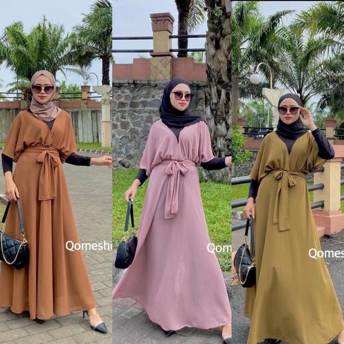 Promo  Dress Zora Wanita Bahan Ceruti Premium Baju Pesta Muslim Manset Gamis  Mewah