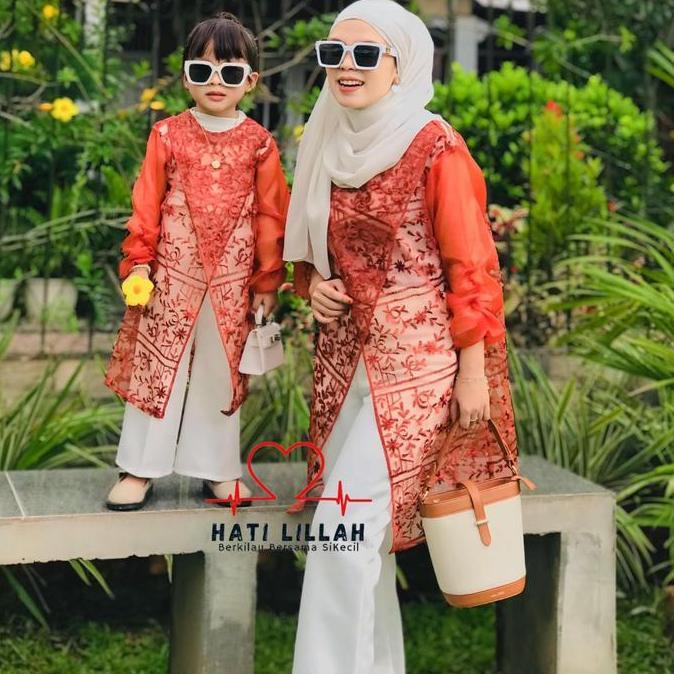 Cantek- Hati Lillah Tunik Couple Ibu Dan Anak Usia 1-13 Tahun Zize Brokat Kondangan Mix Organza Brid