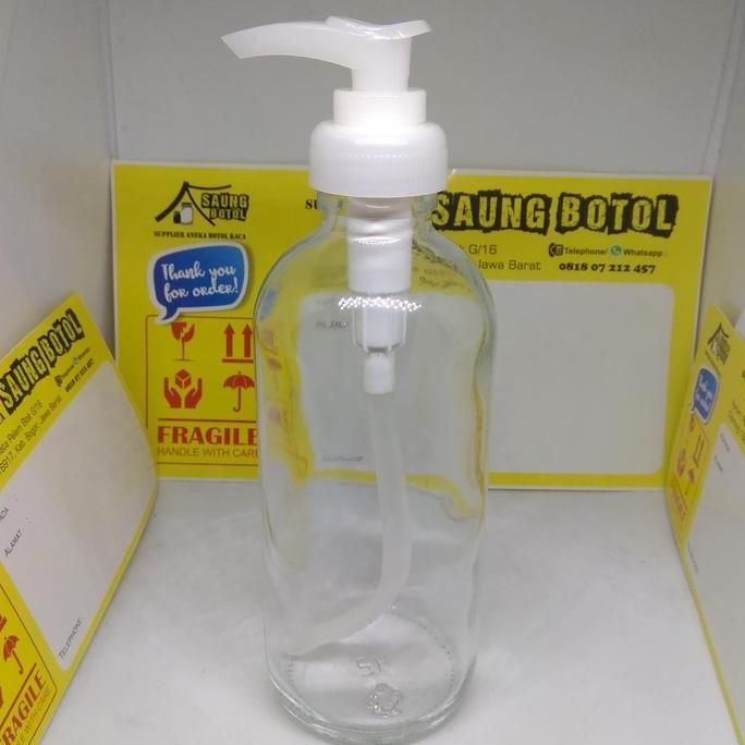 Botol Kaca 250 ml clear Tutup pump/Pompa