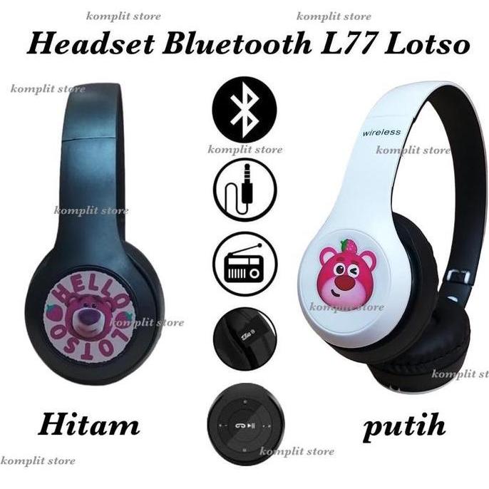 DV74 - Lotso L77 Headset Headphone Wireless Bluetooth Hitam Putih