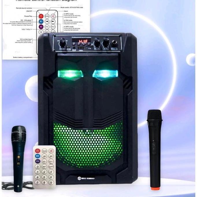 DV287 >> Kimiso Qs-889 free 1 mic wireless + mic kabel speaker karaoke 8.8 inch full Bass