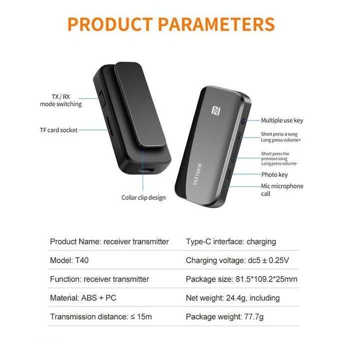 DV168 >> Bluetooth Audio Transmitter Receiver Adapter Audio NFC