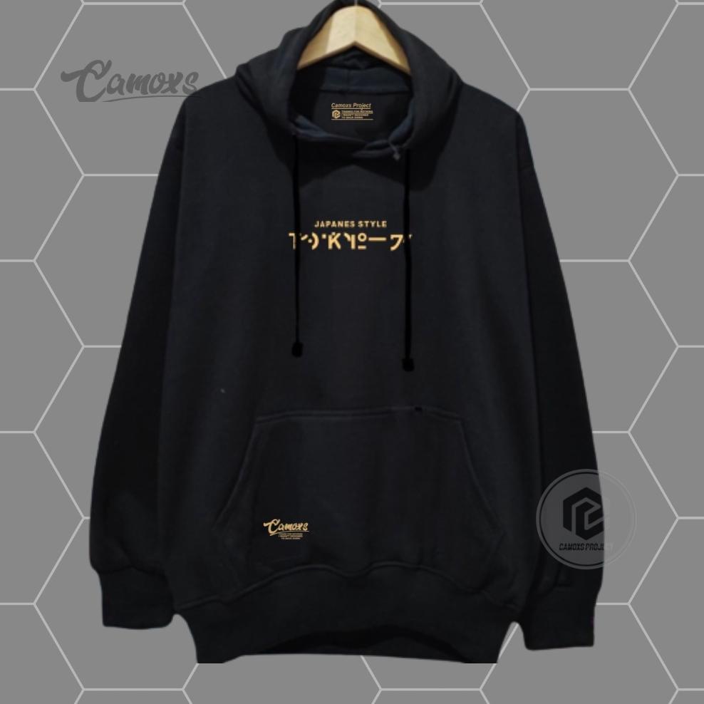 PREMIUM HUDIE PRIA OVERSIZE HITAM LIST TOKYO JAPANES HOODIE COWOK CEWEK DISTRO ORIGINAL CAMOXS BRAND