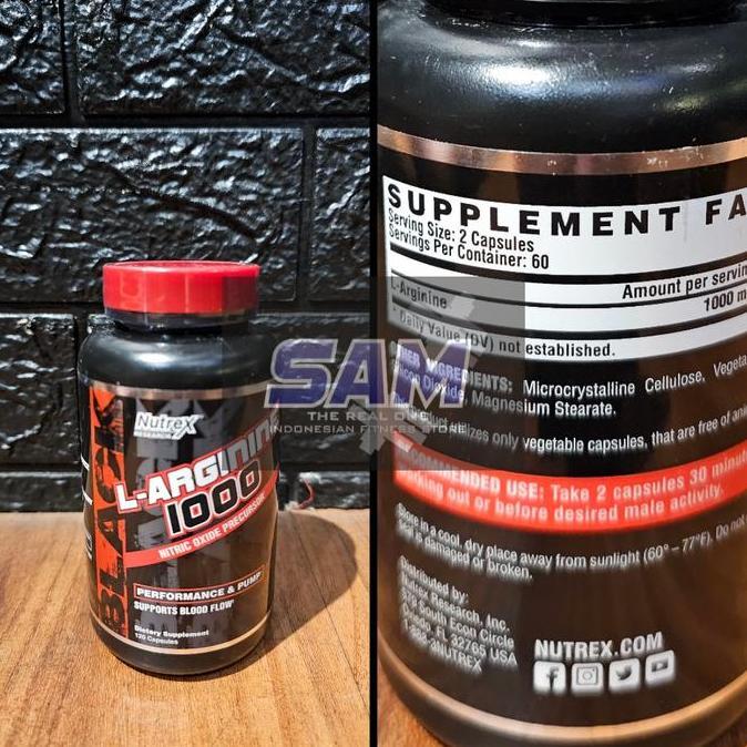 Suplemen Fitness NUTREX Arginine 1000mg 120 kapsul Malang