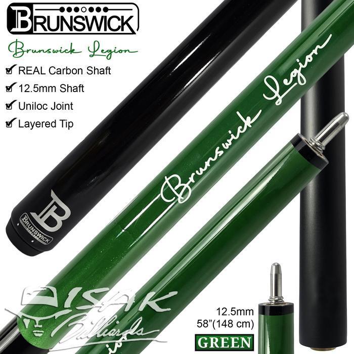 Brunswick Legion Cue Green - REAL Carbon Shaft Uniloc Pool Stick Billiard