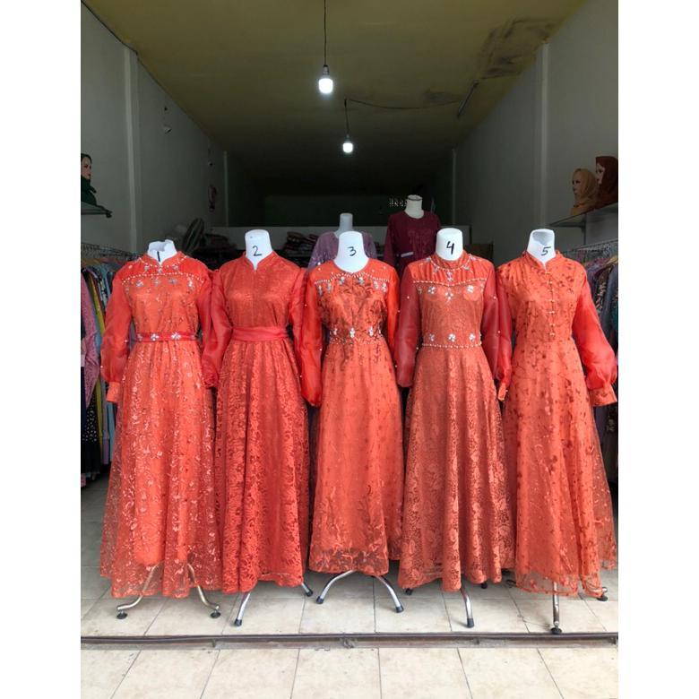 Gratong Brukat Gamis Khusus Warna Teracota Atau Bata Part 4