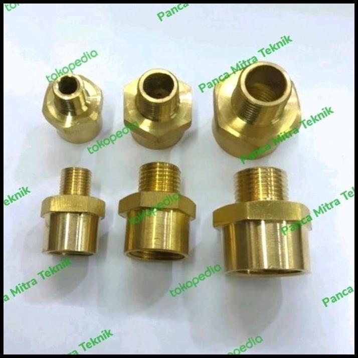 TERBARU VLOK SOK KUNINGAN DRAT LUAR 1/4" X 1/2" DRAT DALAM 