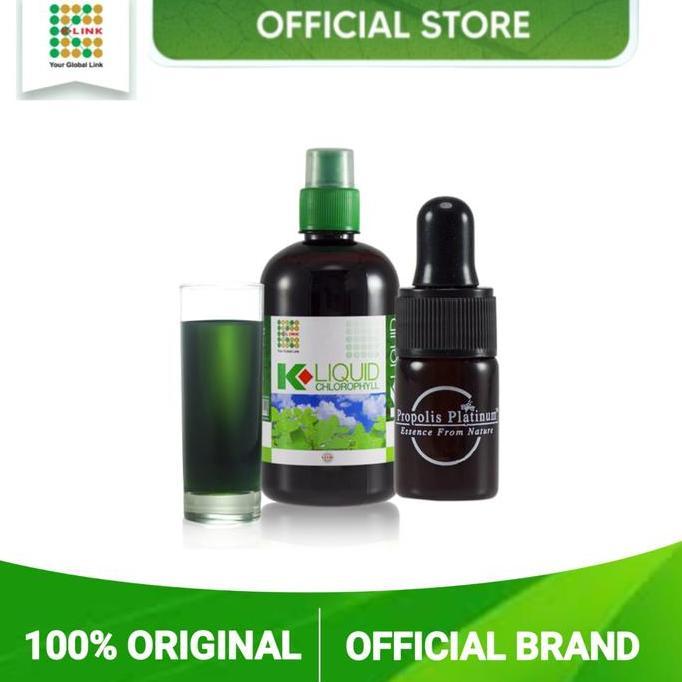 (PAKET BUNDLING KLOROFIL DAN PROPOLIS PLATINUM) Klorofil Original K Link 500 ml.K link Klorofil.K Li
