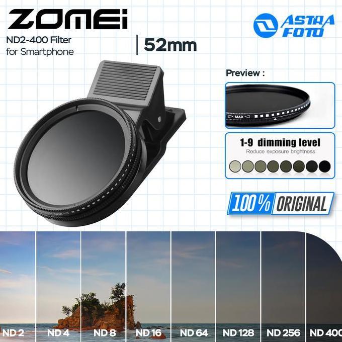 awesomether - zomei filter smartphone variable nd2-400 for iphone & android hp handphone filter clip
