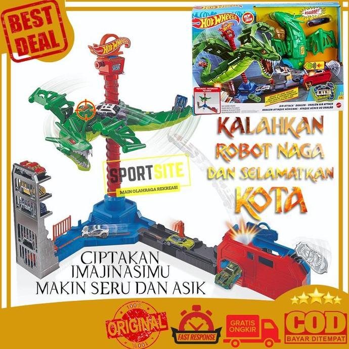 Hot Wheels Air Attack Dragon Track City Playset Trek Set Jalanan Mobil