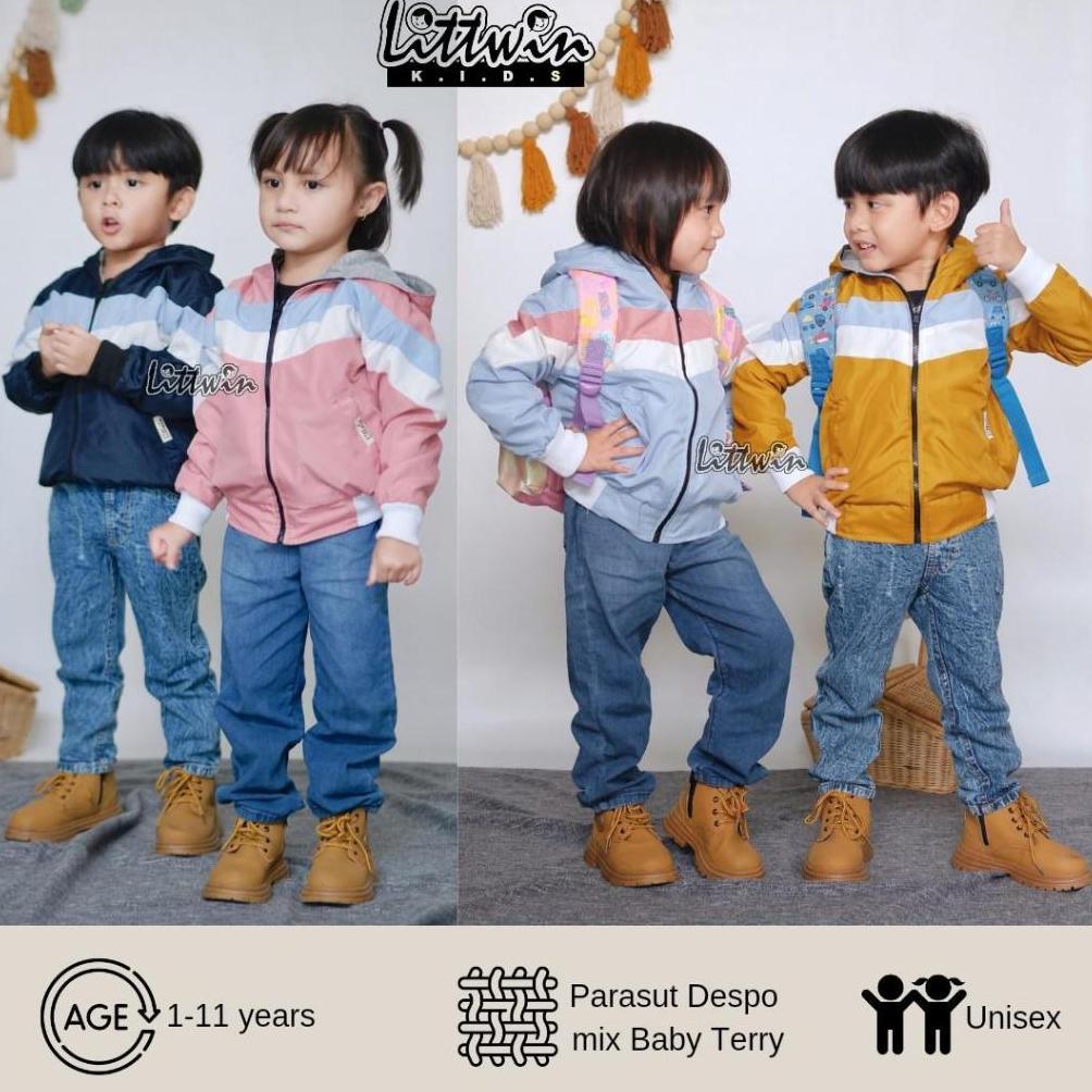 PREMIUM (1-16TAHUN) JAKET BOMBER KOMBINASI COUPLE IBU DAN ANAK / JAKET BOMBER LUMINO 3 TONE ANAK / J