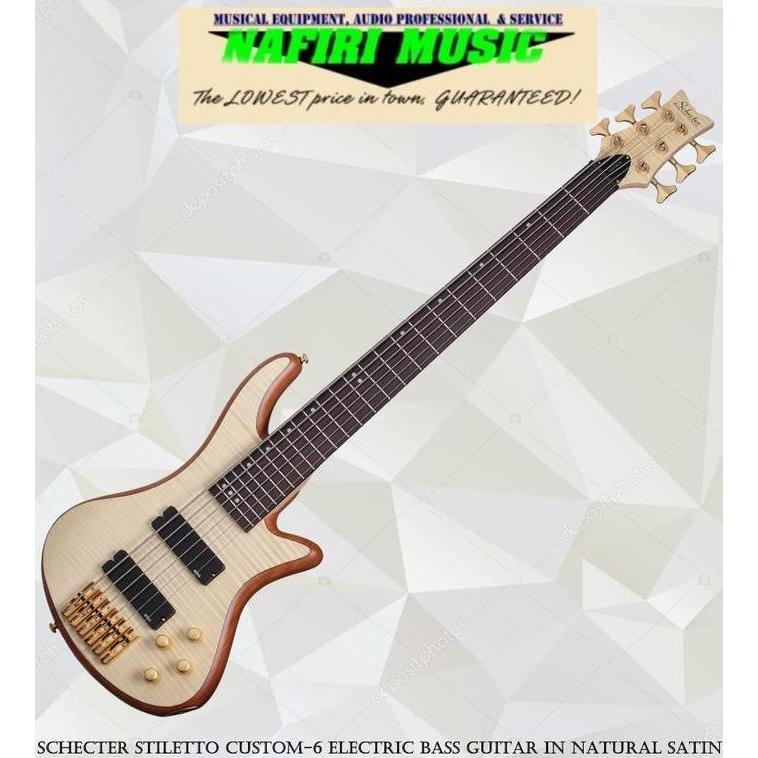 Murah Schecter Stiletto Custom-6 Electric Bass Guitar in Natural Satin Non COD